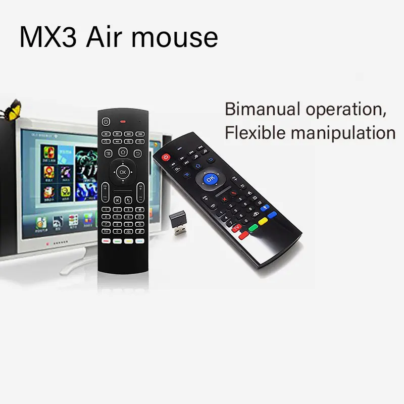 MX3 клавиатура air mouse Голосовая подсветка Английский Русский 2 4G беспроводной rd