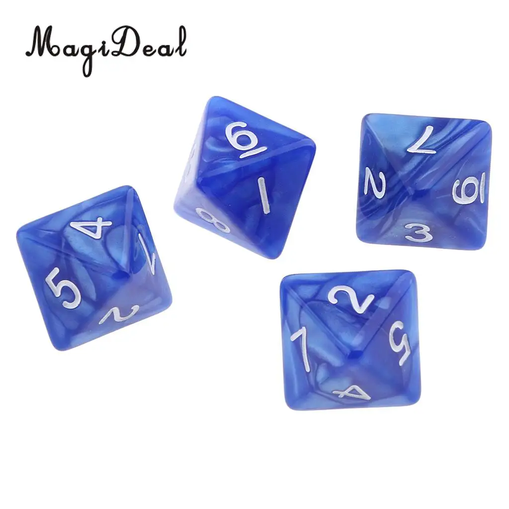 MagiDeal 10Pcs/Lot 8 Sided Acrylic Dice D8 Polyhedral Dice for Party Table Games Dungeons Dragons MTG RPG.Education School Apply