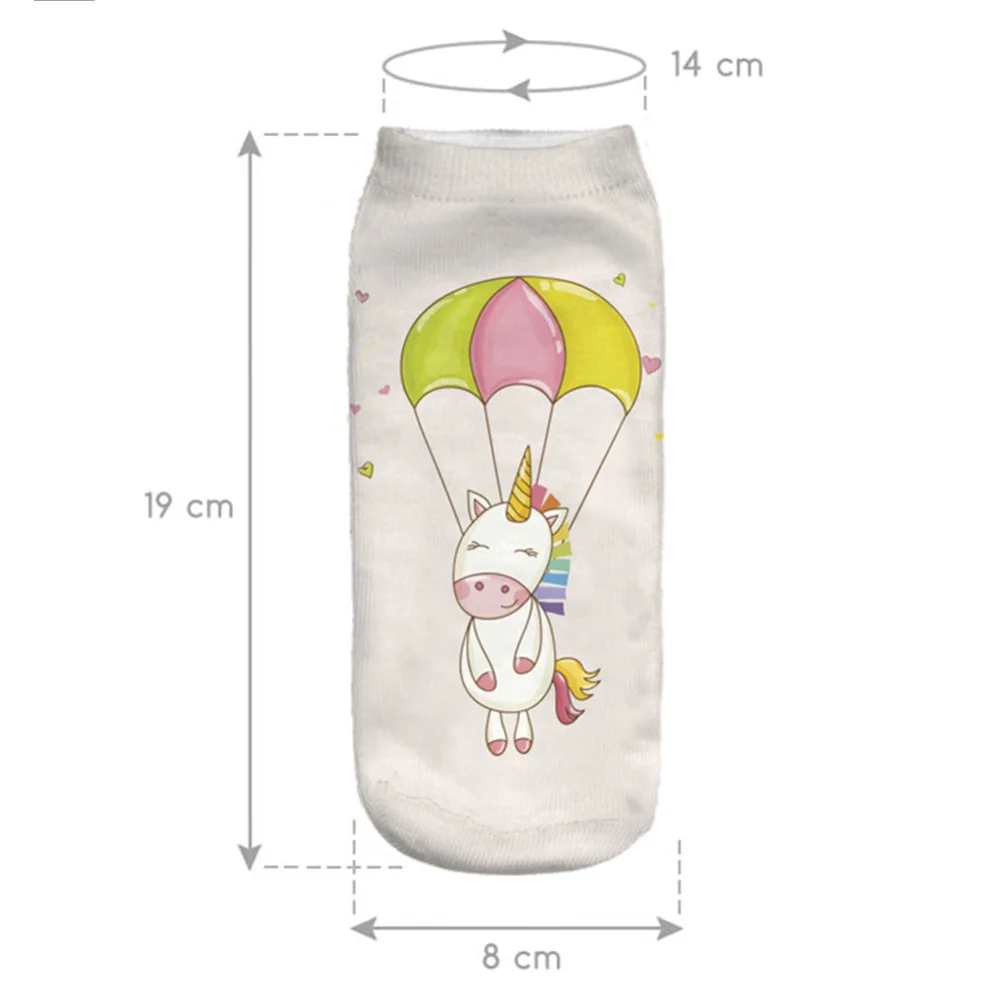 Милые парашютные женские носки с единорогом и принтом животных для девочек