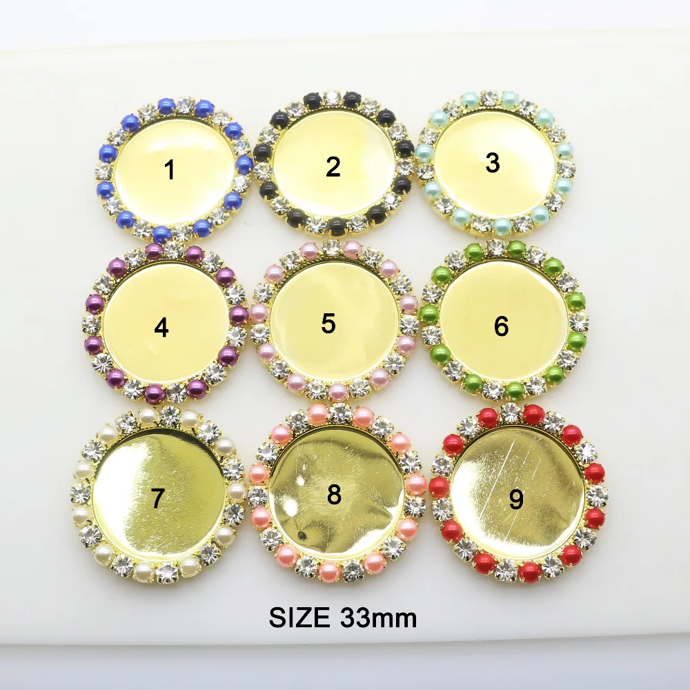 

ZMASEY Metal Buttons 33MM 10Pcs/Lot Round Buttons Sewing Button Handwork Accessories Rhinestone Decoration Beautiful Mix Color