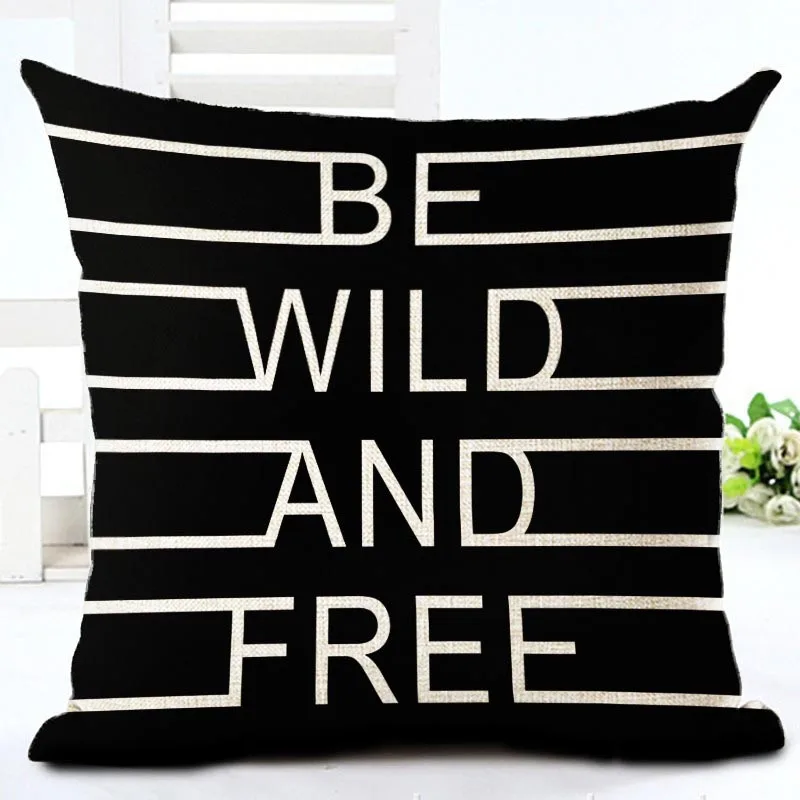 Cozy couch cushion Home Decorative pillows Simple Word Style Printed seat back cushions square 45x45cm pillowcases without core 