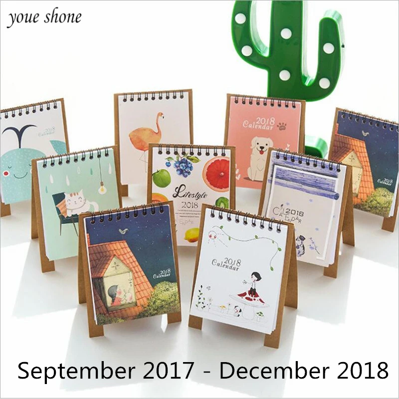 

1Pcs 2019 Year New Kawaii Lovely Cartoon Calendar Mini Table Calendars Desk Calendar Schedule Planner NoteBook Multifunction