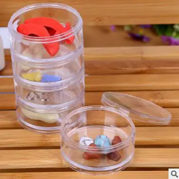 

makeup storage 5 piece Transparent plastic box Circular jewelry box maquiagem makeup organizer box medication storage boxes