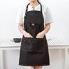 Simple Cotton Printed Home Dustproof Clean Apron Tea Shop Supermarket Restaurant Bakery Overalls - Color: black