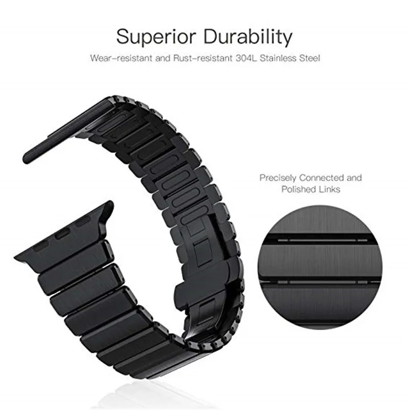 Браслет мужской из нержавеющей стали для Apple Watch band 4 44/40 мм классический деловой