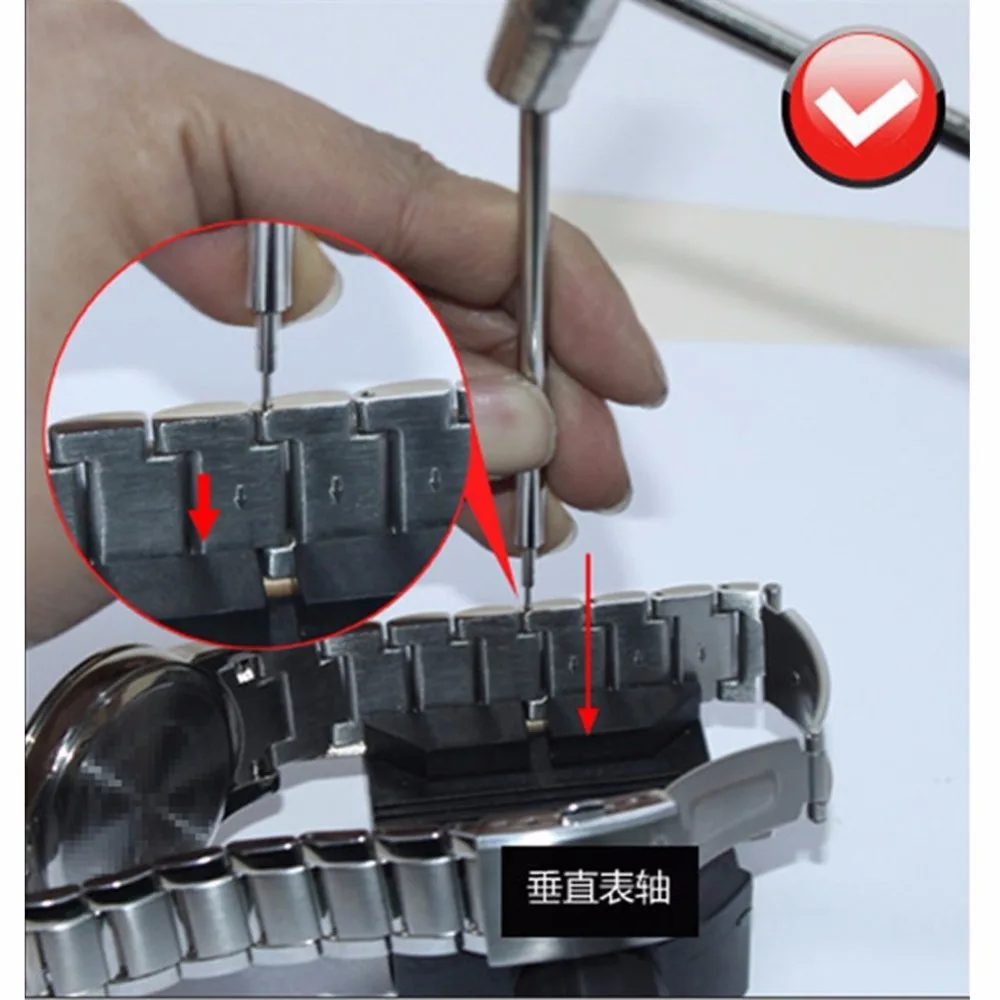 Набор инструментов для ремонта часов с контактами, включает в себя одну запасную пружины толкатель для ремешка из нержавеющей стали