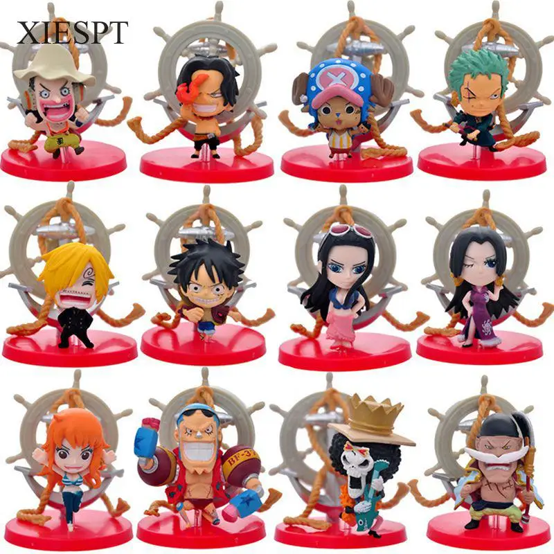 

XIESPT 12pcs/set One Piece Action Figure Toys Cute Mini Figures model Collection One Piece family portrait Free Shipping
