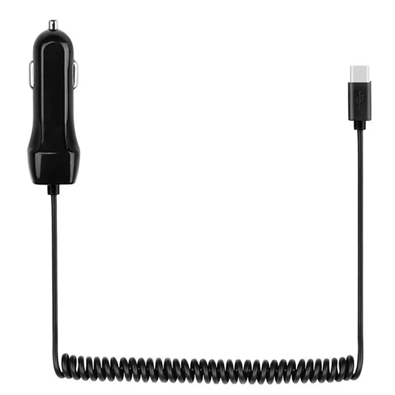 Автомобильный Зарядное устройство Dual USB быстрый адаптер светодиодный автомобиль-Зарядное устройство с USB Весна Проводной Тип c кабель для samsung S9 S8 плюс xiaomi huawei