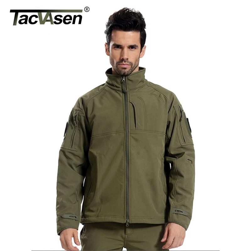 TACVASEN Man Brand Clothing Soft Shell Tactical Jacket Men Army Military Jackets Windproof Outerwear fleece lining