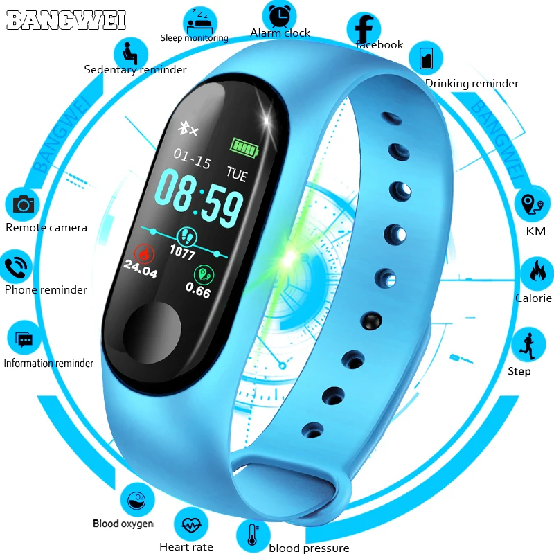 

Relogio New BANGWEI Women Smart Watch Men Heart Rate Blood Pressure oxygen Sleep Monitor Pedometer Fitness Sport Watches Men+Box