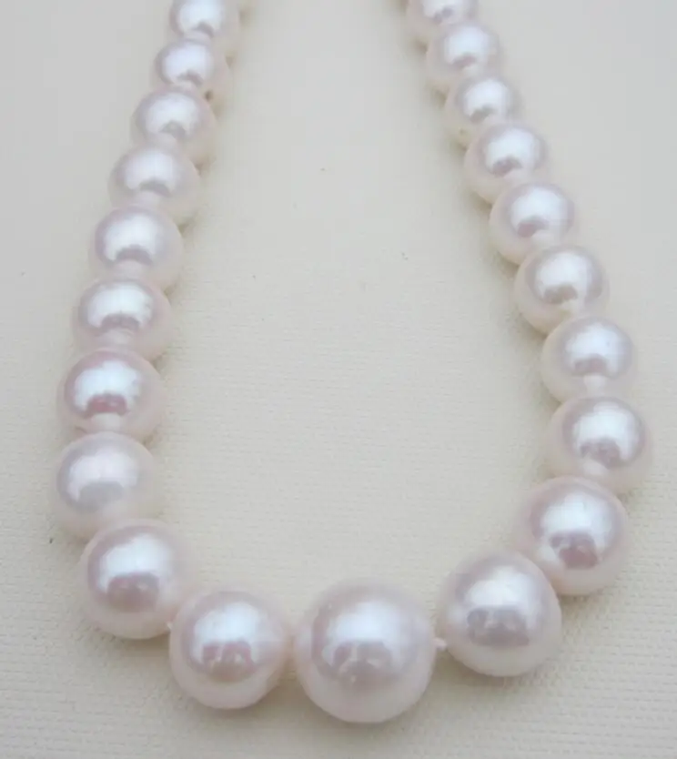 

huge12-14.5mm natural south seas white pearl necklace 18inch14k clasp (9.13)