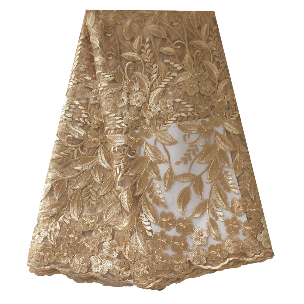 african lace fabric-gold