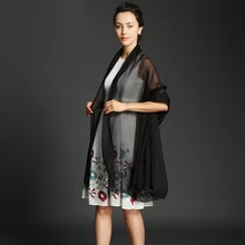 Muslim Women Hijab Long Scarf 100% Real Silk Cappa Beach Sunscreen Plus Size 180*90 cm Wrap Soft Scarves Tippet Black Cape Shawl bedspread ethel silk sakura size 180 220 cm faux silk 100% n e