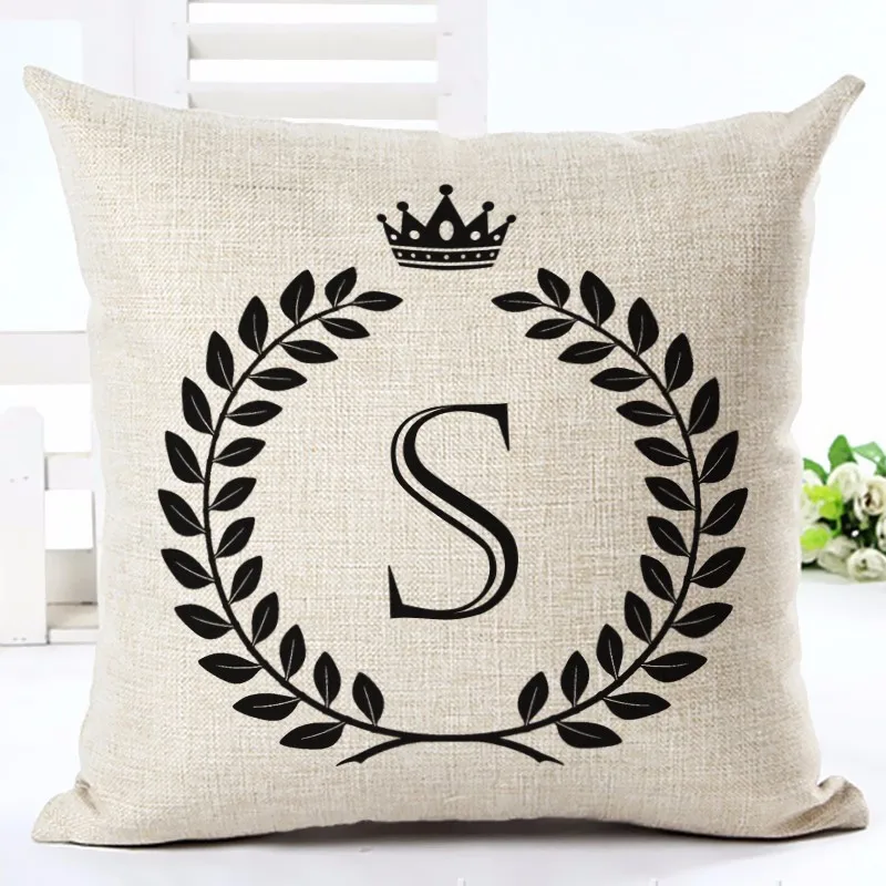 Nordic Customized Cushion Covers Wheat Custom Pillows Case 26 Letter Bed Sofa Decorative Gift Almofadas Cojines 33