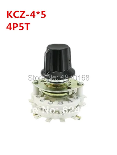 

KCT-4*5 4P5T 4 Pole 5 Throw Position TV Radio Band Channel Selector Ceramic Rotary Switch Plastic Knob