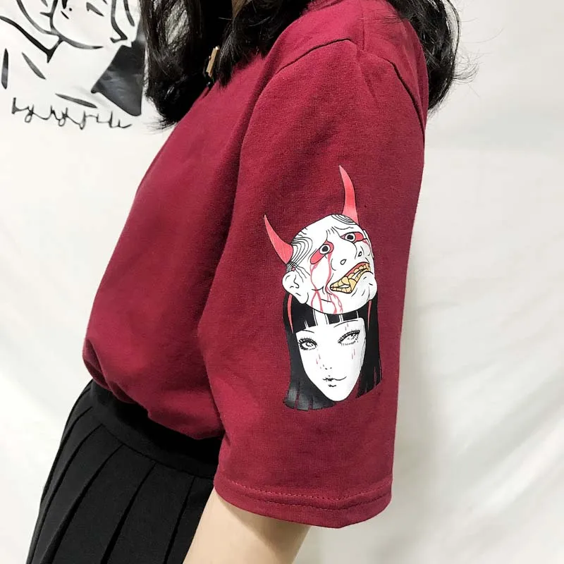 NiceMix летняя хлопковая футболка для женщин Harajuku Tumblr Топы Футболка с рисунком женский свободный топ с v-образным вырезом и коротким рукавом Femme