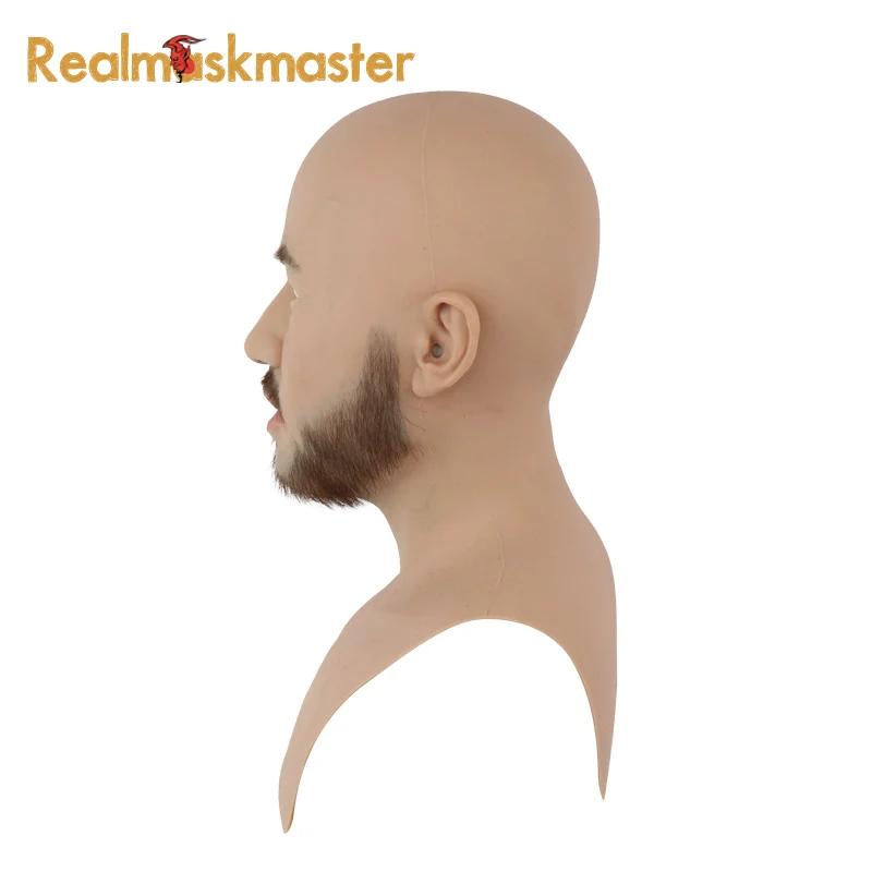 Realmaskmaster силиконовые маски для Хэллоуина для всего лица, бороды, маски предметы для вечеринок, мужские Фетиш маски для кожи человека