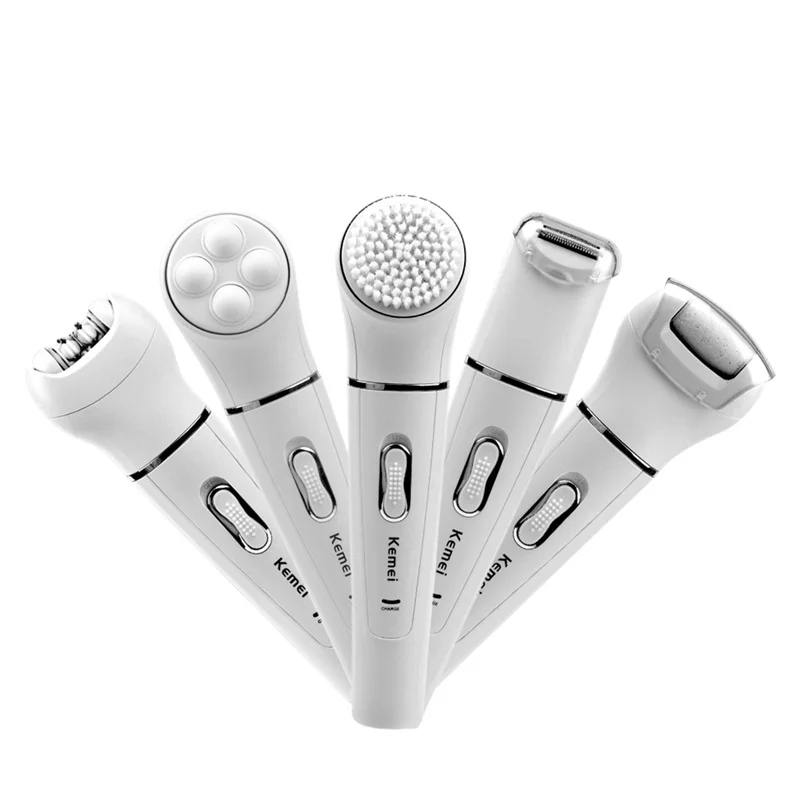 

5 In 1 Female Epilator Electric Massager Face Cleaning Brush Hair Removal Depilator Women Shaver Machine Foot Callus Remover