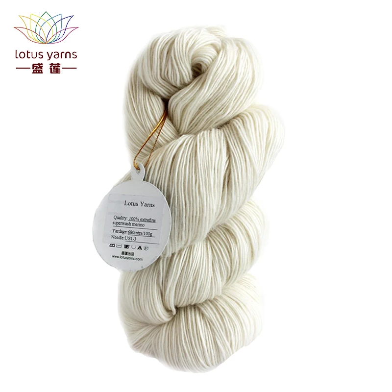 Пряжа Lotus Superwash Merino 1 слойная пряжа натуральная Роскошная длинная плюшевая шерсть мериносовое волокно Неокрашенная ручная вязка своими руками вязание крючком