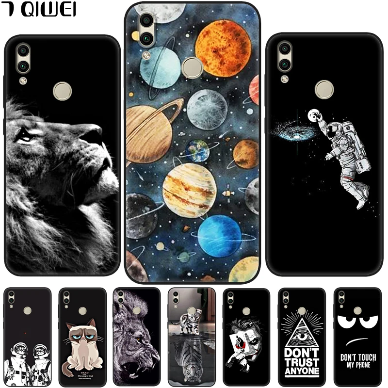 

For Para Huawe Honor 8C Case 6.26'' Cover Black Silicone Back Cover For Huawe Honor 8C Case BKK-L21 Lion Honor 8 C C8 Honor8C