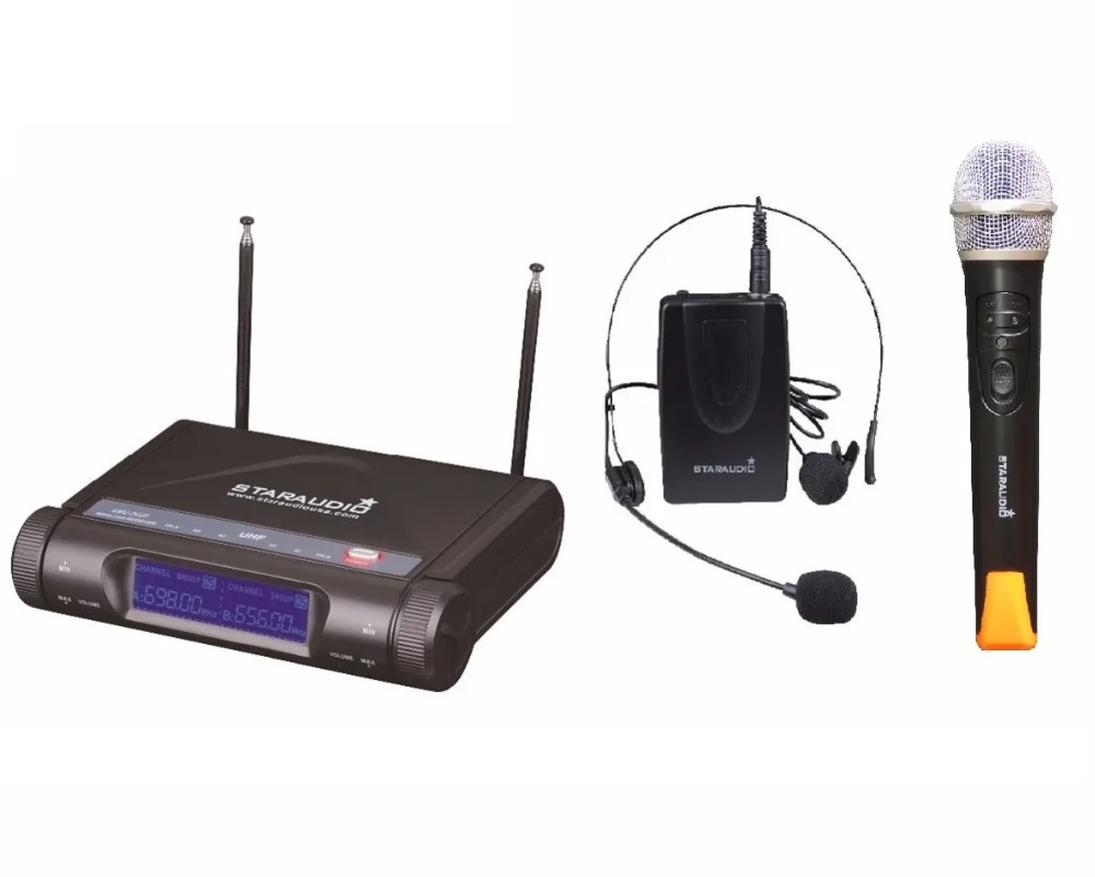 2 Channel UHF Wireless Microphone System 1CH Handheld Mic 1CH Headset
