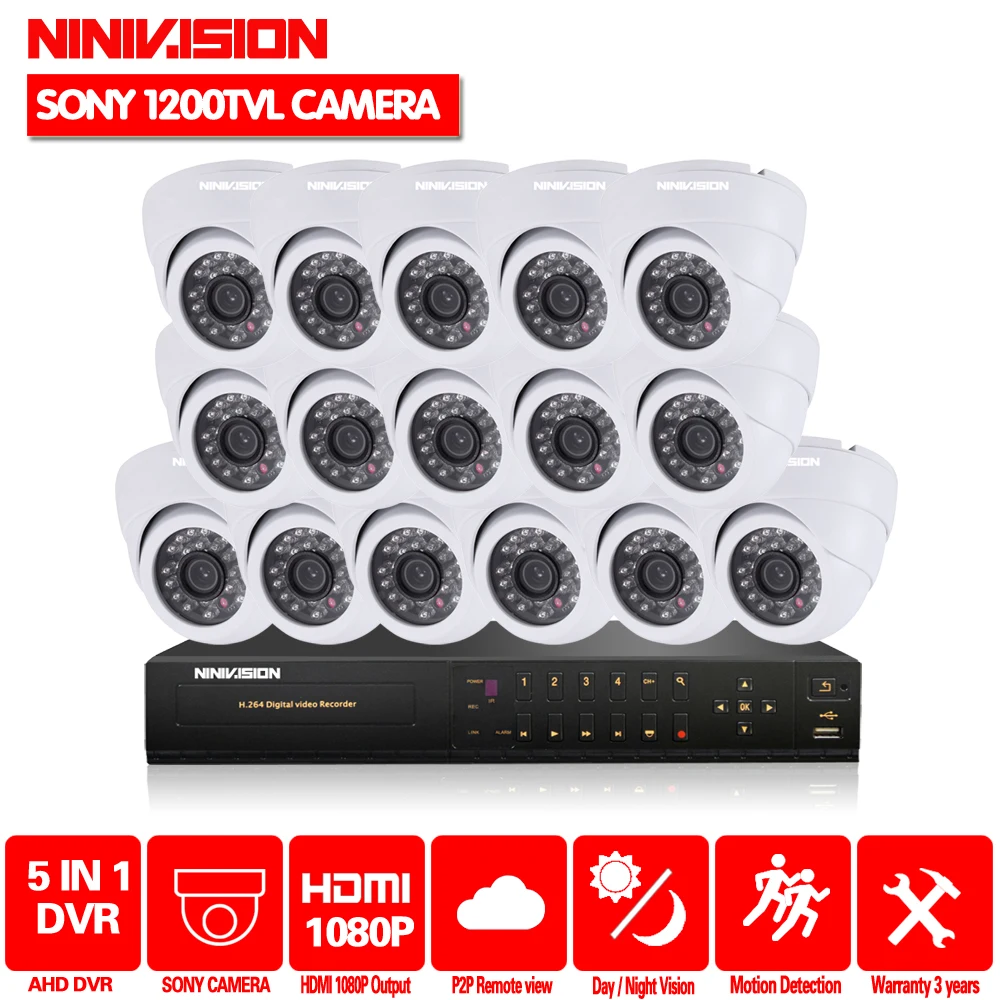 Камера видеонаблюдения HD 16 каналов AHD 1080P DVR 1/3 дюйма CCD Sony 1200tvl камера дневного и