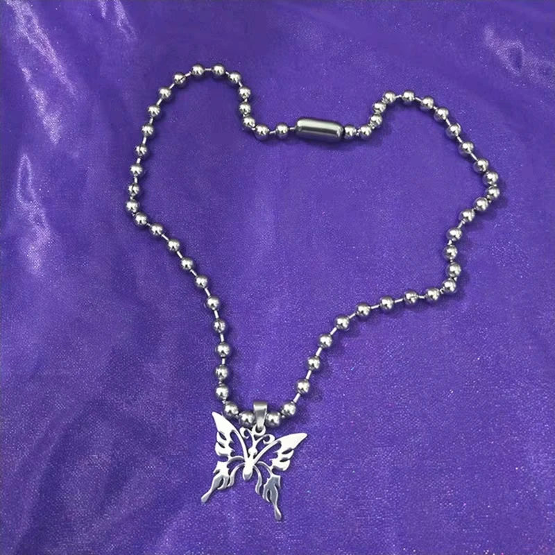 

Butterfly Ball Clavicle Chain Punk Tuku Necklace