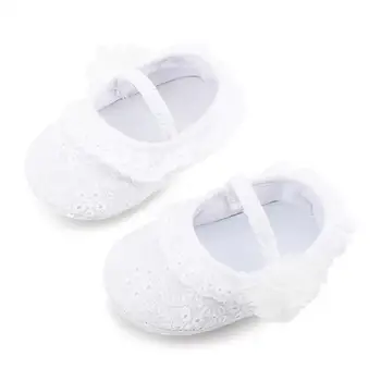 

Baby Girls Shoes Breathable Lace Anti-Slip Shoes With Flower Casual Sneakers Toddler Soft Soled Shoes For Newborns