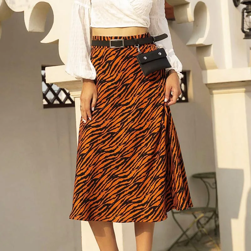 

Autumn Summer style Casual women High waist beach elegant skirt women 2019 Sexy A-line printed Skirt long elegant skirts womens