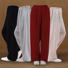 7 цветов унисекс хлопок и лен Тай Чи Брюки Утренние упражнения Единоборства кунг-фу антистатический фонарик штаны красный/синий/серый