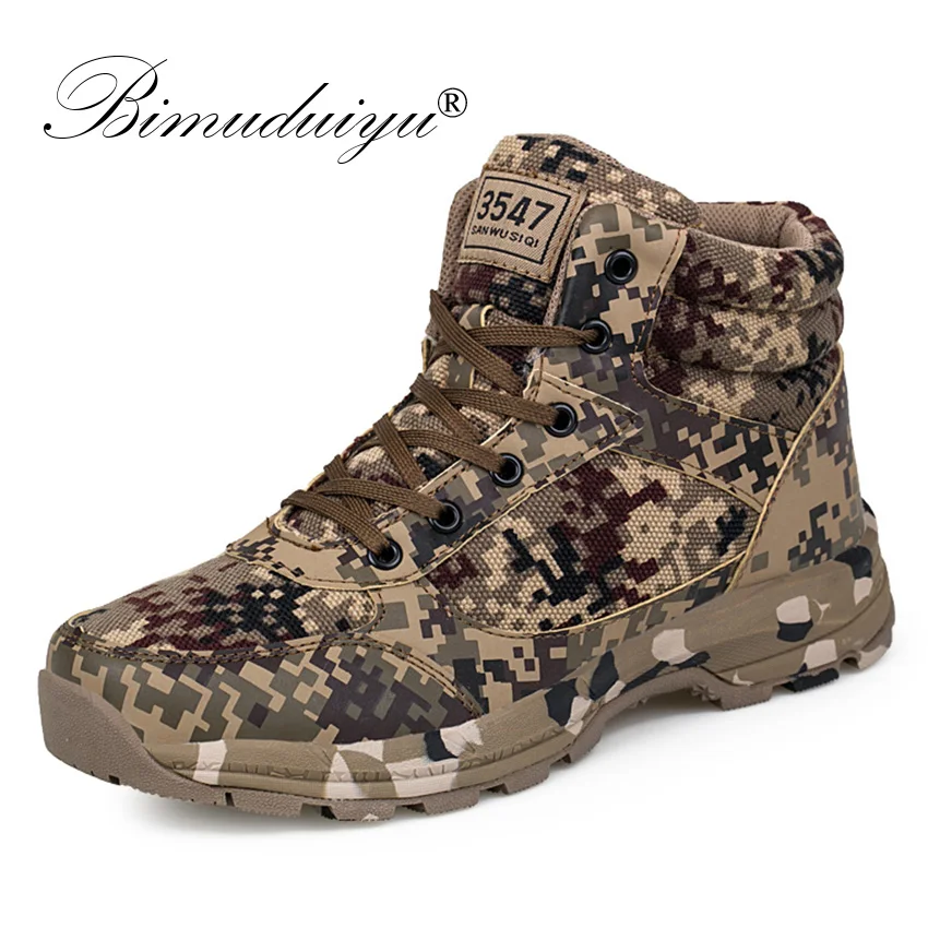 

BIMUDUIYU Winter Army Boots Men's Special Combat War Boots Outdoor Tactical Boots High-help Camouflage For training Ankle Shoes