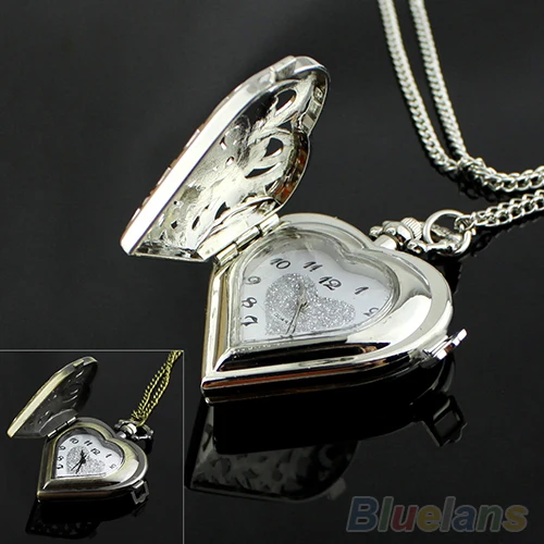 

Hollow Heart-Shaped Watch Necklace Pendant Chain Women