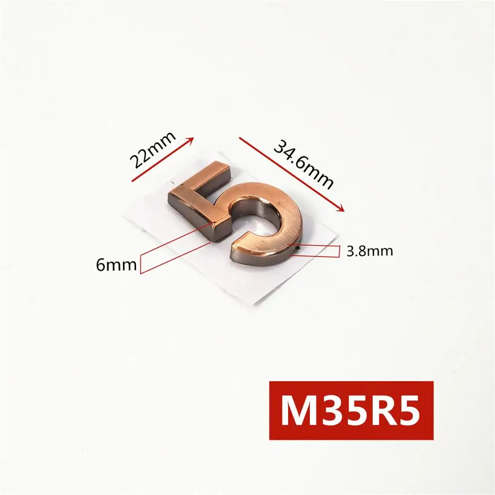 35 мм x 22 мм АБС-пластик дверная пластина цифра красная медь самоклеящаяся 0-9 дверная табличка с номерами по индивидуальному заказу адрес дома# M35R - Цвет: 5