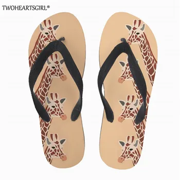 

Twoheartsgirl Giraffe Ladies Flipflops Women Summer Sandals Flat Anti skid Slippers Casual Beach Shoes Flip Flops zapatos