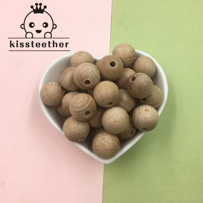 Beech Wooden Chewable 10-20mm Round Beads Ecofriendly DIY Craft Jewelry Accessories Baby Teether teething toys baby teething toys