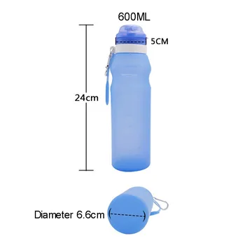

New Outdoor Travel Portable Silicone Foldable Sports Bottle 600ml Convenient Travel Anti-scalding Insulated