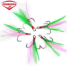 20 штук дикий рыболовные снасти три крючка привязки порошок розовый зеленый перо кулон колючей три якорь крючки