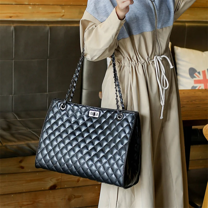 

Women Handbags 2019 Ladies Diamond Quilted Tote Bags Handbags Women's Shoulder Bag Famous Designer Large Capacity Luxury Handbag