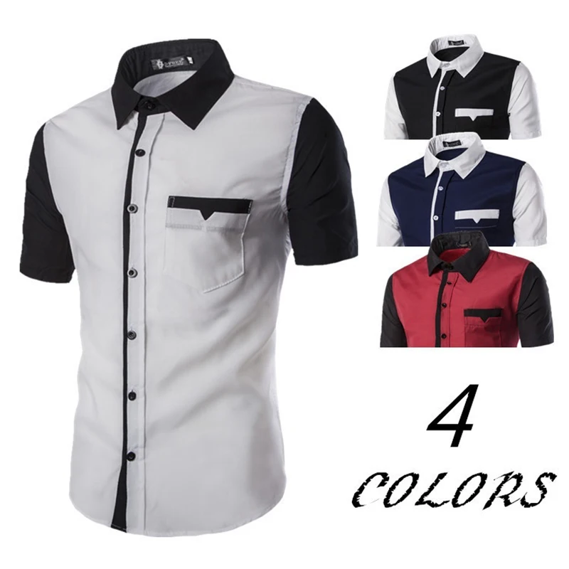 ZOGAA 2019 летняя рубашка с коротким рукавом мужская Повседневная модная цветная рубашка с отстрочкой Мужская 4 цвета плюс размер уличная