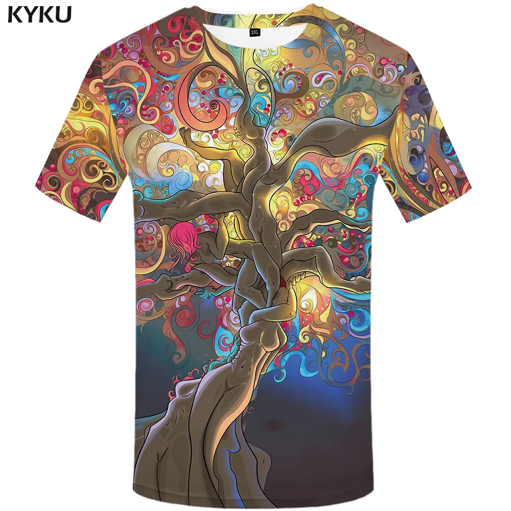KYKU Space Футболка мужская цветная футболка дерево панк рок одежда персонаж 3d футболка классная мужская одежда летние модные топы