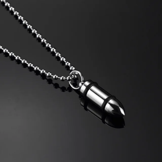Army Bullet Pendant Necklace Men Jewelry Collares Military Card