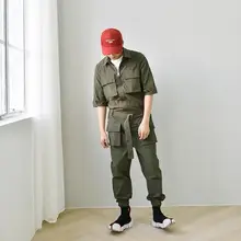 Японский модный мужской комбинезон с рукавами семь точек, Мужской Повседневный корейский комбинезон с короткими рукавами, костюмы певицы