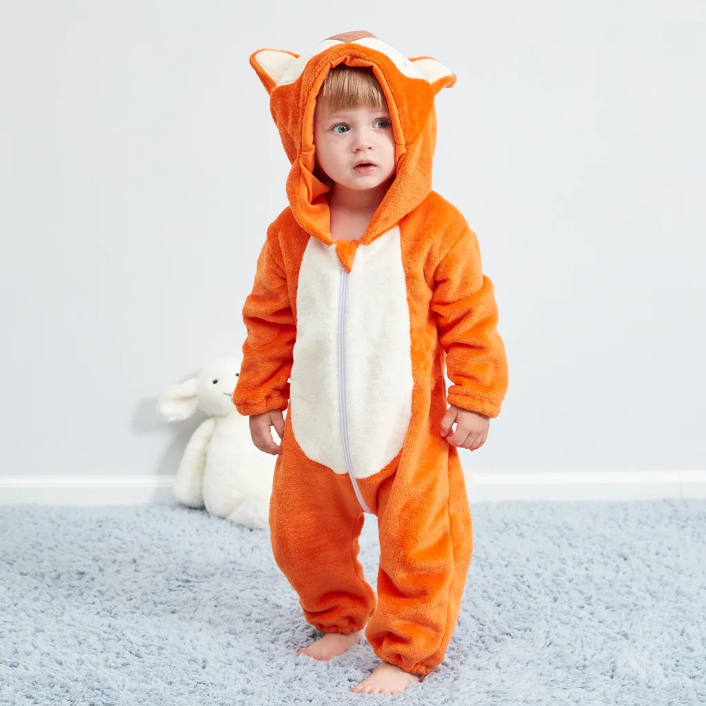 

MUQGEW clothing for baby Newborn Baby Girl Boy Cartoon Animal Hooded Flannel Romper Jumpsuit Warm Clothes kz bebek giyim #y2