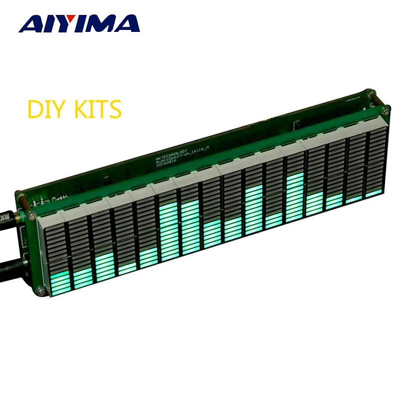 AIYIMA 16 уровень светодиодный музыкальный аудио спектр индикаторный усилитель доска зеленый цвет скорость регулируемый режим АРУ DIY наборы