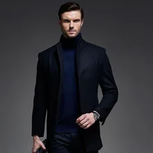 Брендовое мужское шерстяное пальто зимнее повседневное плотное пальто со стоячим воротником однобортное шерстяное пальто для мужчин Casaco Masculino