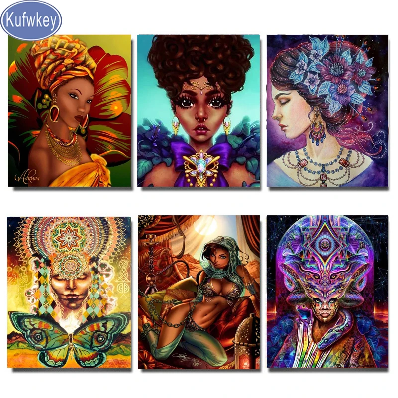 

Africa woman diamond Embroidery Mosaic diamond picture girl Full Square Diy Diamond paintings diamonds round Cross Stitch kits