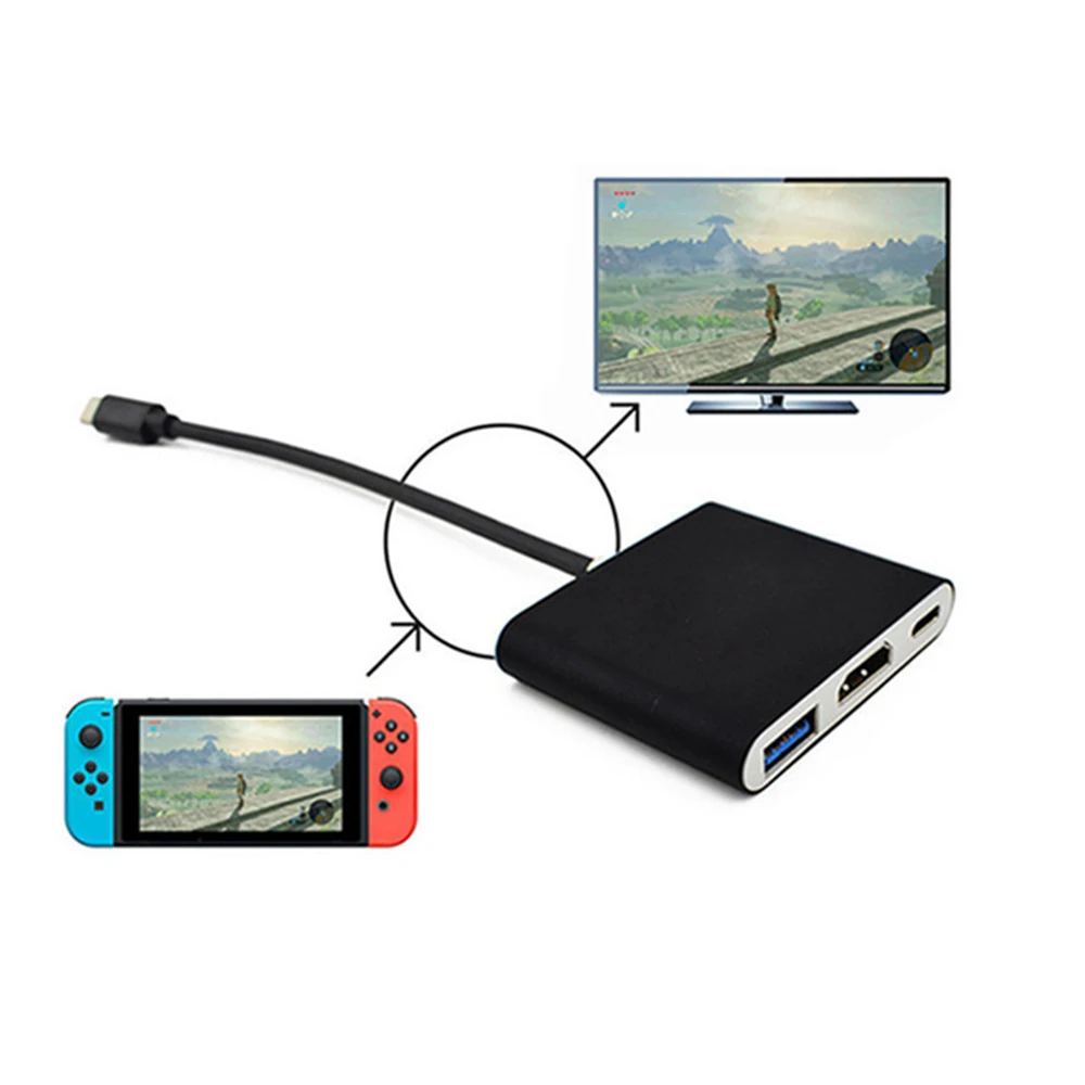 3 в 1 Тип-C HDMI/USB 3,0/Тип-C адаптер конвертер ТВ цифровая 4 K 1080 P Video Converter Для nintendo переключатель PS4 MacBook ПК ТВ