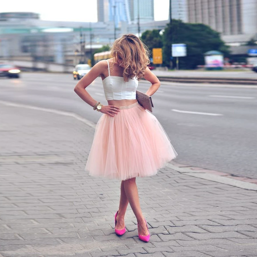 Новая женская юбка, модная Тюлевая юбка для девочек, розовая юбка-пачка в стиле Лолиты, юбка подружки невесты, винтажная юбка миди, Saias Faldas