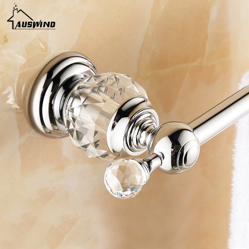 Antique Gold Towel Rack Diamond&Crystal Towel Bar/Towel Holder 60CM Wall Mounted Gold Polish Bathroom Accessories