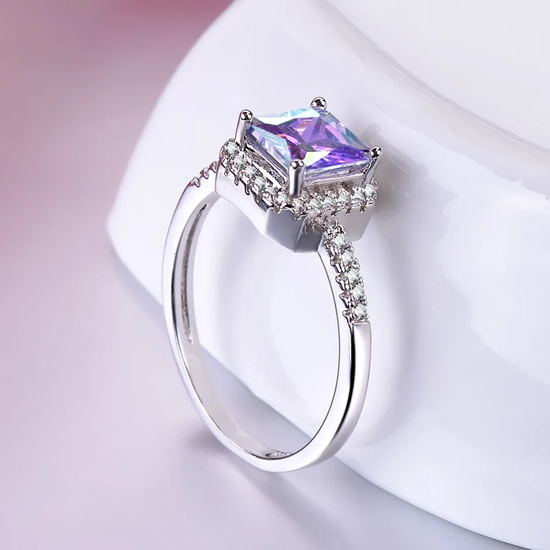 Дизайн одежды CZ цирконий большой площади небесно-голубой камень кольца из стерлингового серебра 925 для Для женщин подарочные украшения для помолвки